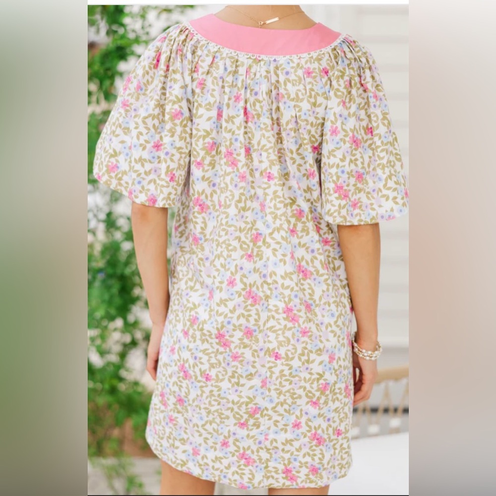 Pink, Green & White Ditzy Floral Cotton Dress | L | Mint Julep Boutique | NWT - Picture 6 of 10